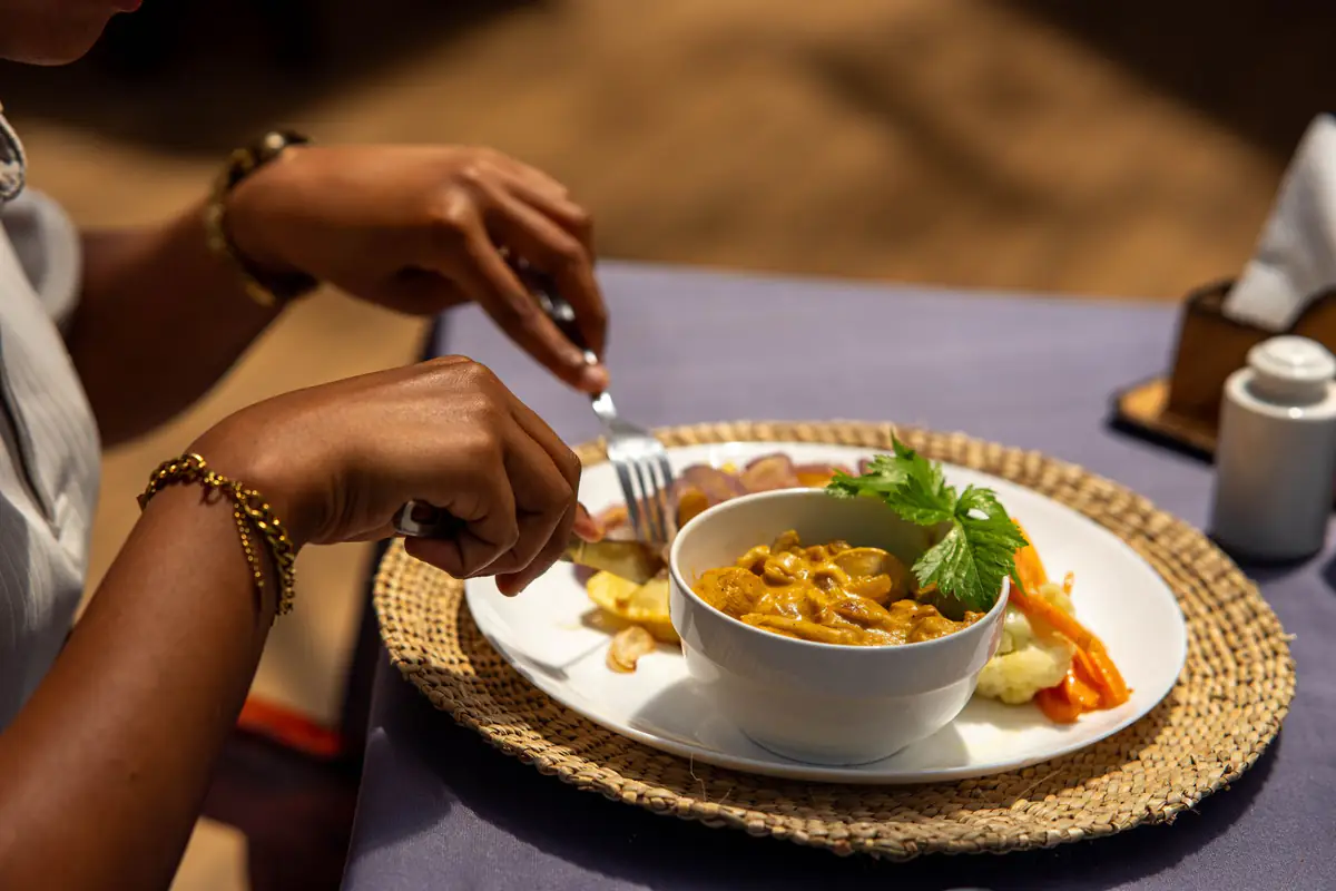 Curry with vegetables at Mvuli Farm Lodge