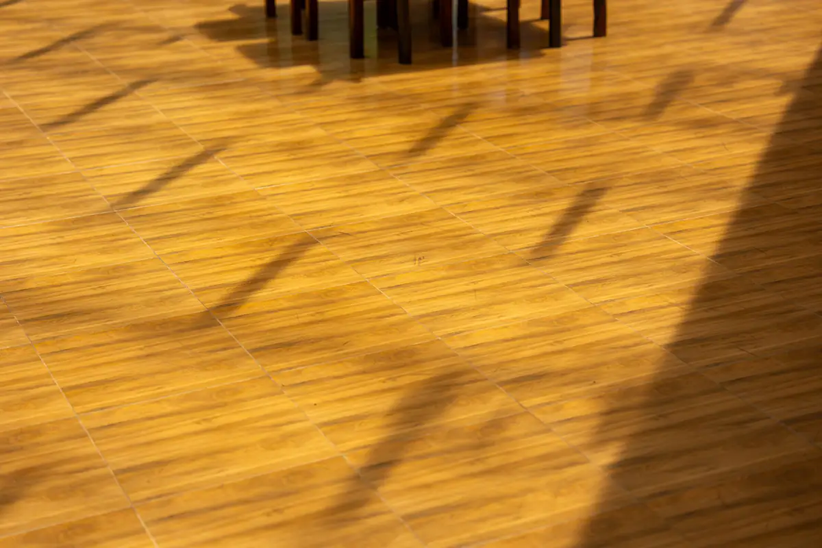 Afternoon light on the wooden terrace floor at Mvuli Farm Lodge